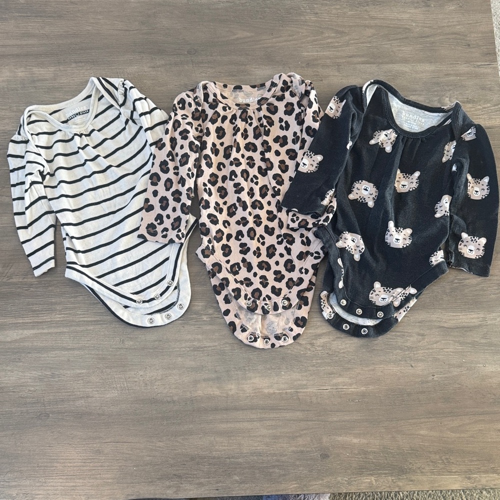 Leopard, Striped, and Cat Print Bodysuit Set